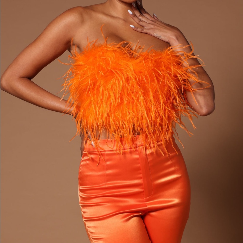 Orange feather top
